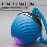 Darrahopens Pet Care > Toys > Cat Toys Electric Rolling Pet Ball for Cats and Dogs, Durable, Chew-Resistant, Rope-Knot, Squeaky, and Glowing Toy - Blue