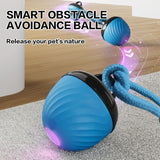 Darrahopens Pet Care > Toys > Cat Toys Electric Rolling Pet Ball for Cats and Dogs, Durable, Chew-Resistant, Rope-Knot, Squeaky, and Glowing Toy - Blue