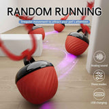Darrahopens Pet Care > Toys > Cat Toys Electric Rolling Pet Ball for Cats and Dogs, Durable, Chew-Resistant, Rope-Knot, Squeaky, and Glowing Toy - Red