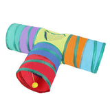 Darrahopens Pet Care > Toys > Cat Toys Foldable Rainbow Cat Tunnel Interactive Pet Toy with Tee Shape Fun Play Tunnel