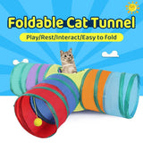 Darrahopens Pet Care > Toys > Cat Toys Foldable Rainbow Cat Tunnel Interactive Pet Toy with Tee Shape Fun Play Tunnel