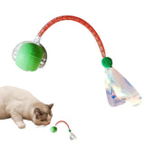 Darrahopens Pet Care > Toys > Cat Toys Interactive Cat Toy Moving Cat Ball with Dragonfly Tail Indoor Auto-Turn Cat Toy Red