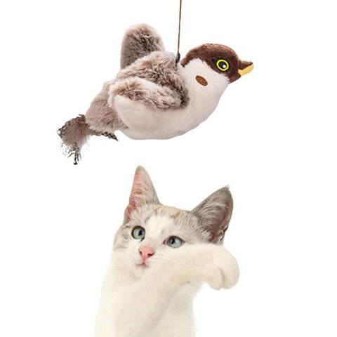 Interactive Cat Toy with Chirping Electronic Flying Bird for Indoor Cats