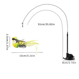 Darrahopens Pet Care > Toys > Cat Toys Interactive Self-Play Cat Wand with Suction Base - Automatic Bouncing Teaser Including Bell & 3 Bird Attachments(Yellow)
