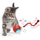 Darrahopens Pet Care > Toys > Cat Toys Motion Activate Interactive Cat Toy Rechargeable Smart Rolling Ball with Rope Red