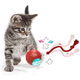 Darrahopens Pet Care > Toys > Cat Toys Motion Activate Interactive Cat Toy Rechargeable Smart Rolling Ball with Rope Red