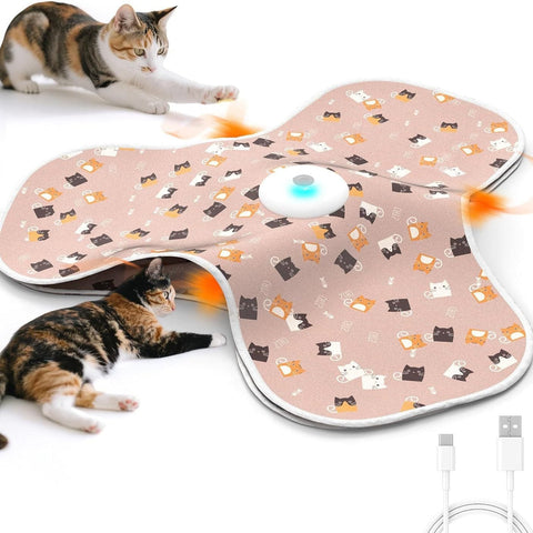 Darrahopens Pet Care > Toys > Cat Toys Pink Interactive Cat Toys Rechargeable,Moving Concealed Feathers,Real Mouse Squeaky,Touch Activated Cat Kitten Toy Exercise Toys for Indoor Bored Adult Cats
