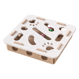 Darrahopens Pet Care > Toys > Cat Toys White Felt Puzzle Square Shape Box Cat Toy with 2 Metal Bell Balls - Scratch-Resistant & Interactive Hide-and-Seek Toy, Brain Stimulating Fun