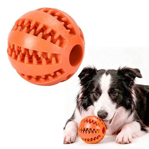 Darrahopens Pet Care > Toys > Dog Toys 2 Large Pet Treat Dispenser Balls, 7CM - Durable Teething and Dental Care Toys - Orange-Red