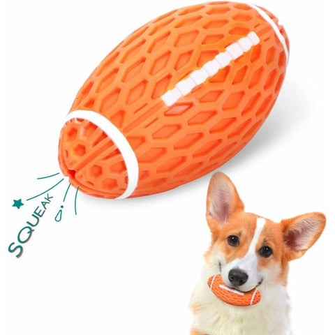 Darrahopens Pet Care > Toys > Dog Toys Dog Toy Ball, Squeaky Dog Ball, Indestructible Natural Rubber Rugby Dog Ball, Dog Chew Ball, Dog Toy With Dental