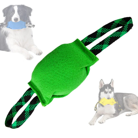 Darrahopens Pet Care > Toys > Dog Toys Green Durable Dog Tug Toy with 2 Handles - Interactive Bite Pillow for Training & Tug of War