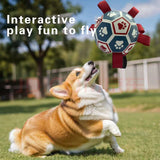 Darrahopens Pet Care > Toys > Dog Toys Interactive dog soccer with air pump-heavy rubber tug-of-war toy, with paw print design, non-toxic blue orange ball, suitable for large/medium dogs, strong chewers, catching and training-suitable for all breeds and sizes, durable and safe, ideal for puppi