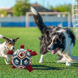 Darrahopens Pet Care > Toys > Dog Toys Interactive dog soccer with air pump-heavy rubber tug-of-war toy, with paw print design, non-toxic blue orange ball, suitable for large/medium dogs, strong chewers, catching and training-suitable for all breeds and sizes, durable and safe, ideal for puppi