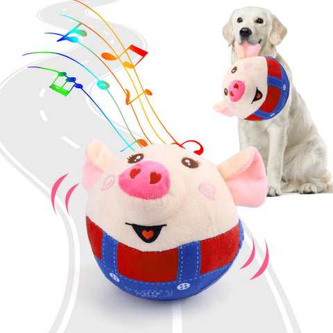 Darrahopens Pet Care > Toys > Dog Toys Interactive Pig Dog Toy – Rechargeable, Self-Moving & Squeaky with Recording & Music Modes, Dual-Mode Sound Activation, Durable Plush Cover, Ideal for Small to Large Dogs to Relieve Boredom and Anxiety (Red)
