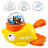 Darrahopens Pet Care > Toys > Dog Toys Yellow Duck Shaped Cat Treat Dispenser, Manual Push Interactive Pet Toy, Plastic Battery-Free Slow Feeder Training Toy,22*14cm,Yellow