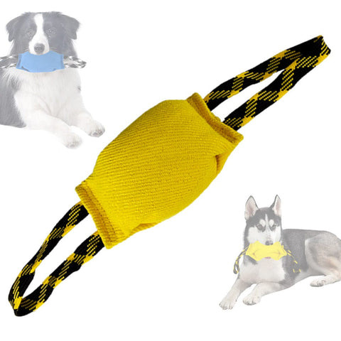 Darrahopens Pet Care > Toys > Dog Toys Yellow Durable Dog Tug Toy with 2 Handles - Interactive Bite Pillow for Training & Tug of War
