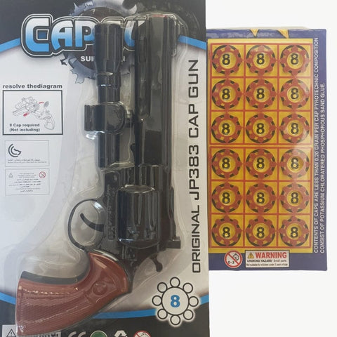 Darrahopens Sports & Fitness > Ball Sports > Basketball & Basketball Accessories 8 shots toy cap gun with 144 free caps Large JP383 Black