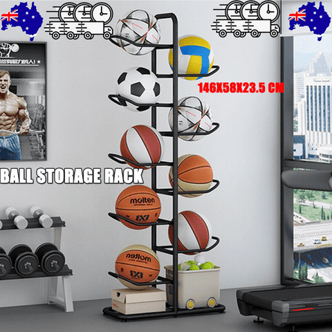 Darrahopens Sports & Fitness > Ball Sports > Basketball & Basketball Accessories Basketball Soccer Storage Rack Sport Ball Organizer Ball Holder Display Stand