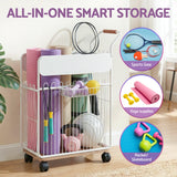Darrahopens Sports & Fitness > Ball Sports > Basketball & Basketball Accessories Everfit Yoga Mat Storage Rack Mobile Holder with Wheels Basket Home Gym Storage Organizer White