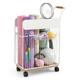 Darrahopens Sports & Fitness > Ball Sports > Basketball & Basketball Accessories Everfit Yoga Mat Storage Rack Mobile Holder with Wheels Basket Home Gym Storage Organizer White