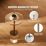 Darrahopens Sports & Fitness > Ball Sports > Basketball & Basketball Accessories VEVOR Clear Acrylic End Table, Acrylic Side Table with a Solid Base, 11.9 x 11.9 inch Round Tabletop, 21.4 inch High, for Coffee, Drink, Food, Snack used in Living Room, Bedroom, and Study
