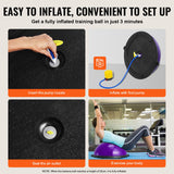 Darrahopens Sports & Fitness > Ball Sports > Basketball & Basketball Accessories VEVOR Half Exercise Ball Trainer, 23 inch Balance Ball Trainer, 660lbs Stability Ball, Yoga Ball with Resistance Bands & Foot Pump, Strength Fitness Ball for Home Gym, Full Body Workout, Purple