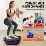Darrahopens Sports & Fitness > Ball Sports > Basketball & Basketball Accessories VEVOR Half Exercise Ball Trainer, 23 inch Balance Ball Trainer, 660lbs Stability Ball, Yoga Ball with Resistance Bands & Foot Pump, Strength Fitness Ball for Home Gym, Full Body Workout, Purple