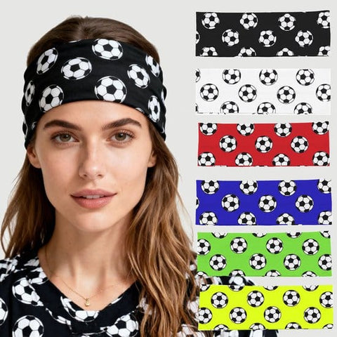 Darrahopens Sports & Fitness > Ball Sports > Soccer & Soccer Accessories Football Themed Headband - Stretchy Printed Headband - Set of 6 - Sporty, Sweat-Wicking & Breathable - Wide-Brim Hair Accessory