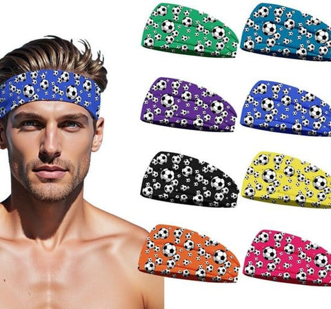 Darrahopens Sports & Fitness > Ball Sports > Soccer & Soccer Accessories Football Themed Headband - Stretchy Printed Headband - Set of 8 - Sporty, Sweat-Wicking & Breathable - Wide-Brim Hair Accessory