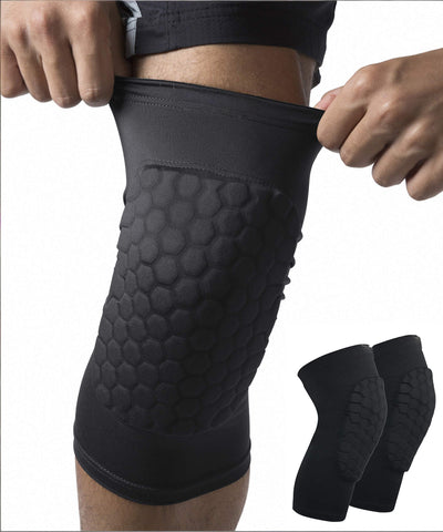 Darrahopens Sports & Fitness > Ball Sports > Soccer & Soccer Accessories Honeycomb Knee Pads for Kids, Teens & Adults – Protective Compression Knee Guards for Basketball, Football, Cycling & Running(Black,M)