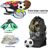 Darrahopens Sports & Fitness > Ball Sports > Soccer & Soccer Accessories Soccer Net Bag for 10-15 Balls - Large Waterproof, Sturdy Tennis Shoulder Pad, Football-Basketball-Volleyball Bag, Drawstring Handbag - Black