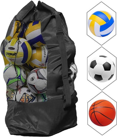 Darrahopens Sports & Fitness > Ball Sports > Soccer & Soccer Accessories Soccer Net Bag for 10-15 Balls - Large Waterproof, Sturdy Tennis Shoulder Pad, Football-Basketball-Volleyball Bag, Drawstring Handbag - Black