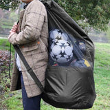 Darrahopens Sports & Fitness > Ball Sports > Soccer & Soccer Accessories Soccer Net Bag for 10-15 Balls - Large Waterproof, Sturdy Tennis Shoulder Pad, Football-Basketball-Volleyball Bag, Drawstring Handbag - Black