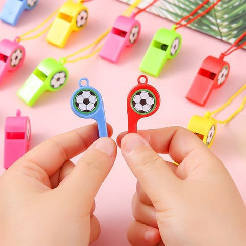 Darrahopens Sports & Fitness > Ball Sports > Soccer & Soccer Accessories Soccer Whistles - Stadium Cheering Accessories - 24-Piece Set - Sports Whistles - Soccer | Football | Soccer Sticker Whistles (with String)