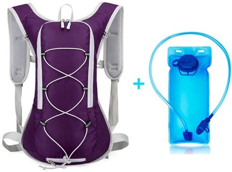Darrahopens Sports & Fitness > Bikes & Accessories > Bicycle Bags Backpack with 2L Water Bag - Running Vest - Adjustable Lightweight Cycling Backpack - Suitable for Hiking and Cycling（Purple）
