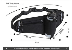 Darrahopens Sports & Fitness > Bikes & Accessories > Bicycle Bags Black Adjustable Running Waist Pack with Water Bottle Holder, Reflective Design, and Multiple Storage Pockets for Outdoor Activities