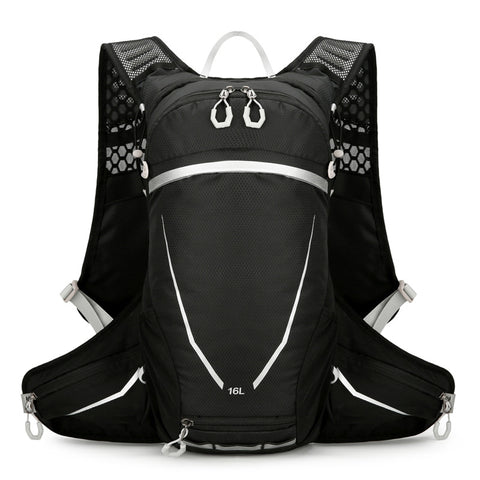 Darrahopens Sports & Fitness > Bikes & Accessories > Bicycle Bags Black Lightweight 16L Outdoor Cycling & Hiking Backpack - Water-Repellent Nylon Daypack with Reflective Strips