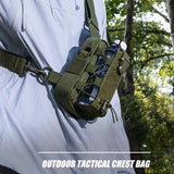 Darrahopens Sports & Fitness > Bikes & Accessories > Bicycle Bags Black Outdoor Tactical Water Bottle Chest Bag - High-Capacity Phone Pouch with Expansion System for Cycling Camping and Fishing