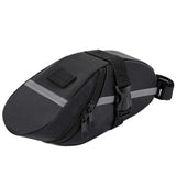 Darrahopens Sports & Fitness > Bikes & Accessories > Bicycle Bags Black Water Resistant Bicycle Saddle Bag Under Seat Wedge Pack with Reflective Strip and Quick Release Strap for MTB Road Bikes