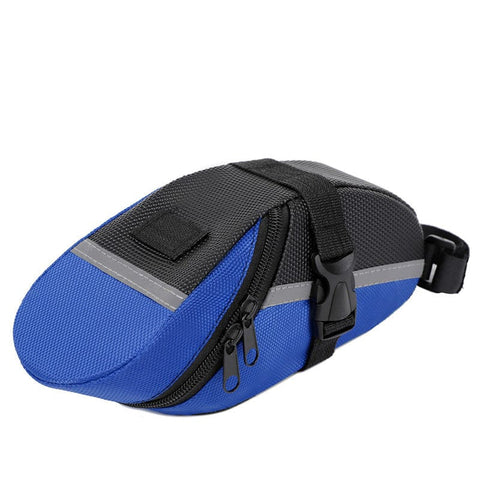 Darrahopens Sports & Fitness > Bikes & Accessories > Bicycle Bags Blue Water Resistant Bicycle Saddle Bag Under Seat Wedge Pack with Reflective Strip and Quick Release Strap for MTB Road Bikes