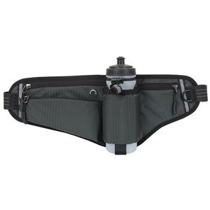 Darrahopens Sports & Fitness > Bikes & Accessories > Bicycle Bags Dark Grey Adjustable Running Waist Pack with Water Bottle Holder, Reflective Design, and Multiple Storage Pockets for Outdoor Activities