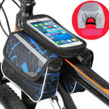 Darrahopens Sports & Fitness > Bikes & Accessories > Bicycle Bags Red Bicycle Top Tube Frame Bag with Detachable Touch Screen Phone Holder Waterproof Double Pouch Cycling Saddle Bag for Mountain Bikes