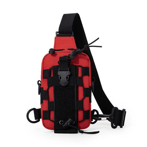 Darrahopens Sports & Fitness > Bikes & Accessories > Bicycle Bags Red Outdoor Tactical Water Bottle Chest Bag - High-Capacity Phone Pouch with Expansion System for Cycling Camping and Fishing