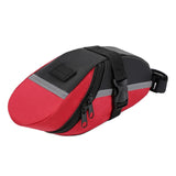 Darrahopens Sports & Fitness > Bikes & Accessories > Bicycle Bags Red Water Resistant Bicycle Saddle Bag Under Seat Wedge Pack with Reflective Strip and Quick Release Strap for MTB Road Bikes