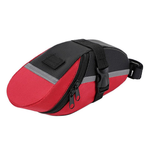Darrahopens Sports & Fitness > Bikes & Accessories > Bicycle Bags Red Water Resistant Bicycle Saddle Bag Under Seat Wedge Pack with Reflective Strip and Quick Release Strap for MTB Road Bikes