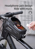 Darrahopens Sports & Fitness > Bikes & Accessories > Bicycle Bags ROCKBROS Hard Shell Bike Top Tube Bag - Waterproof Cycling Frame Pouch with TPU Touchscreen Phone Holder & Sun Visor - 1.7L Large Capacity for MTB & Road Bikes - Black