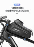 Darrahopens Sports & Fitness > Bikes & Accessories > Bicycle Bags ROCKBROS Hard Shell Bike Top Tube Bag - Waterproof Cycling Frame Pouch with TPU Touchscreen Phone Holder & Sun Visor - 1.7L Large Capacity for MTB & Road Bikes - Black