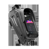 Darrahopens Sports & Fitness > Bikes & Accessories > Bicycle Bags ROCKBROS Hard Shell Bike Top Tube Bag - Waterproof Cycling Frame Pouch with TPU Touchscreen Phone Holder & Sun Visor - 1.7L Large Capacity for MTB & Road Bikes - Black