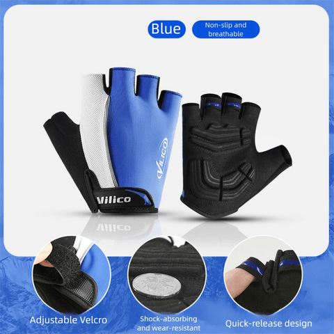 Darrahopens Sports & Fitness > Bikes & Accessories > Bicycle Gloves Size M Blue Padded Half-Finger Cycling Gloves - Breathable Shock-Absorbing Workout Gloves for Gym & Fitness