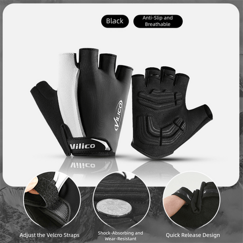 Darrahopens Sports & Fitness > Bikes & Accessories > Bicycle Gloves Size XL Black Padded Half-Finger Cycling Gloves - Breathable Shock-Absorbing Workout Gloves for Gym & Fitness